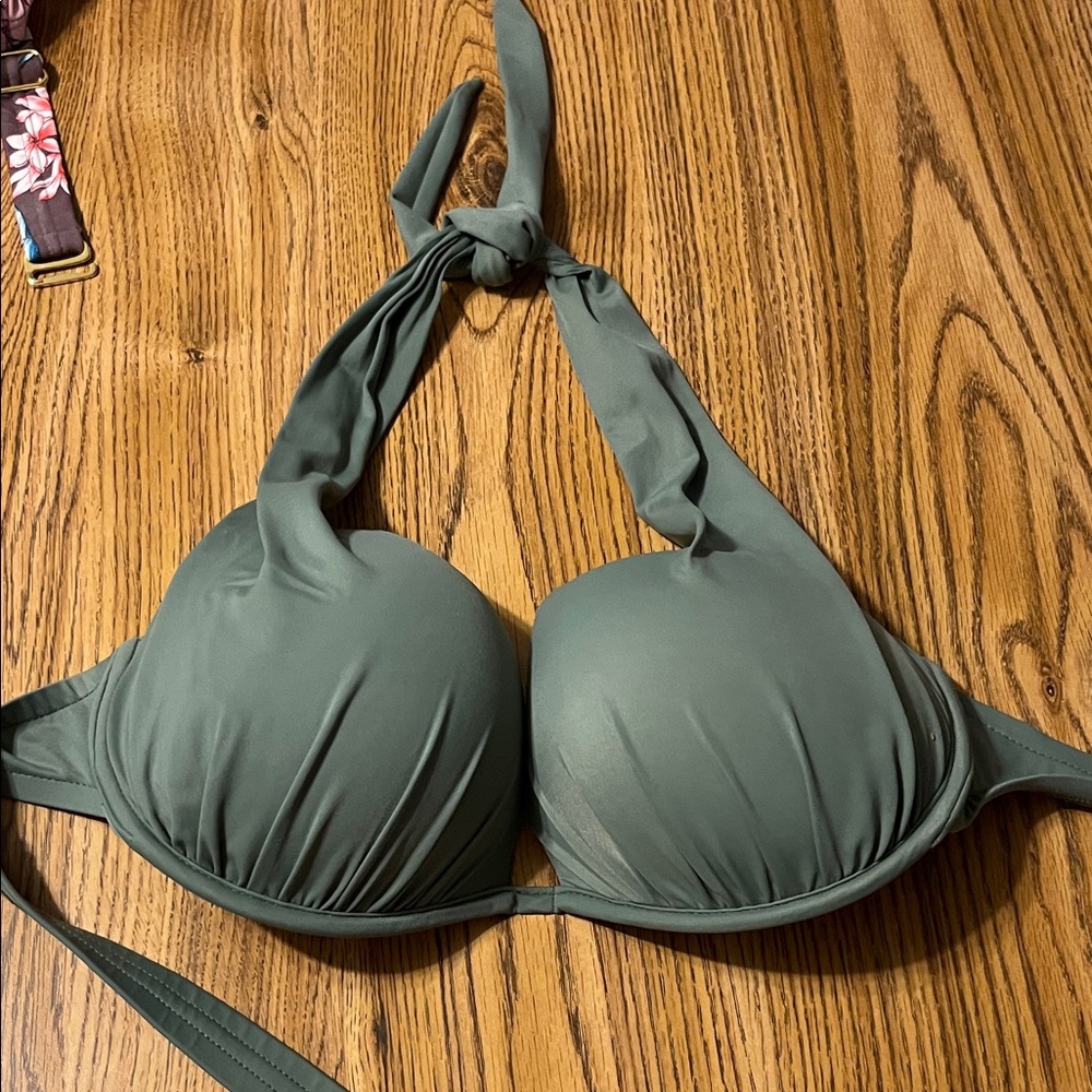 VENUS Olive Green Halter Bikini Top